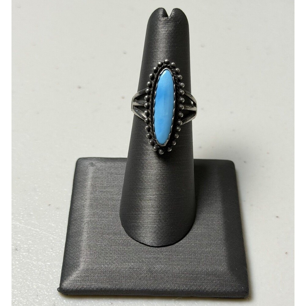 Vintage Native Old Pawn Turquoise Size 6.5 Sterling Ring